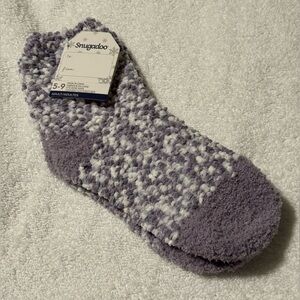Snugadoo Plush Ankle Socks Purple & White Popcorn